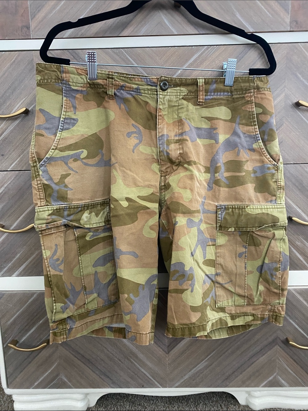 Patagonia Camo Cargo Shorts - Tan Green Gray